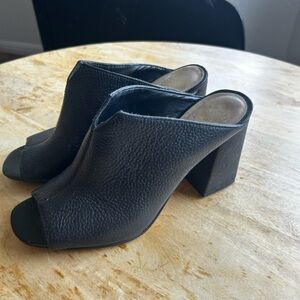 Vince Camuto Leather Peep-Toe Mule Heels